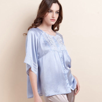 金三塔夏季新品 100%桑蠶絲刺繡高端家居服，優雅與舒適的完美結合